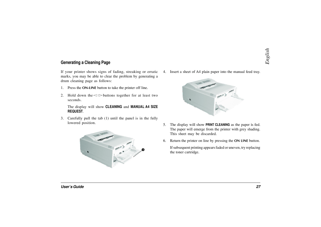 Oki 12i/n, 10ex manual Generating a Cleaning 