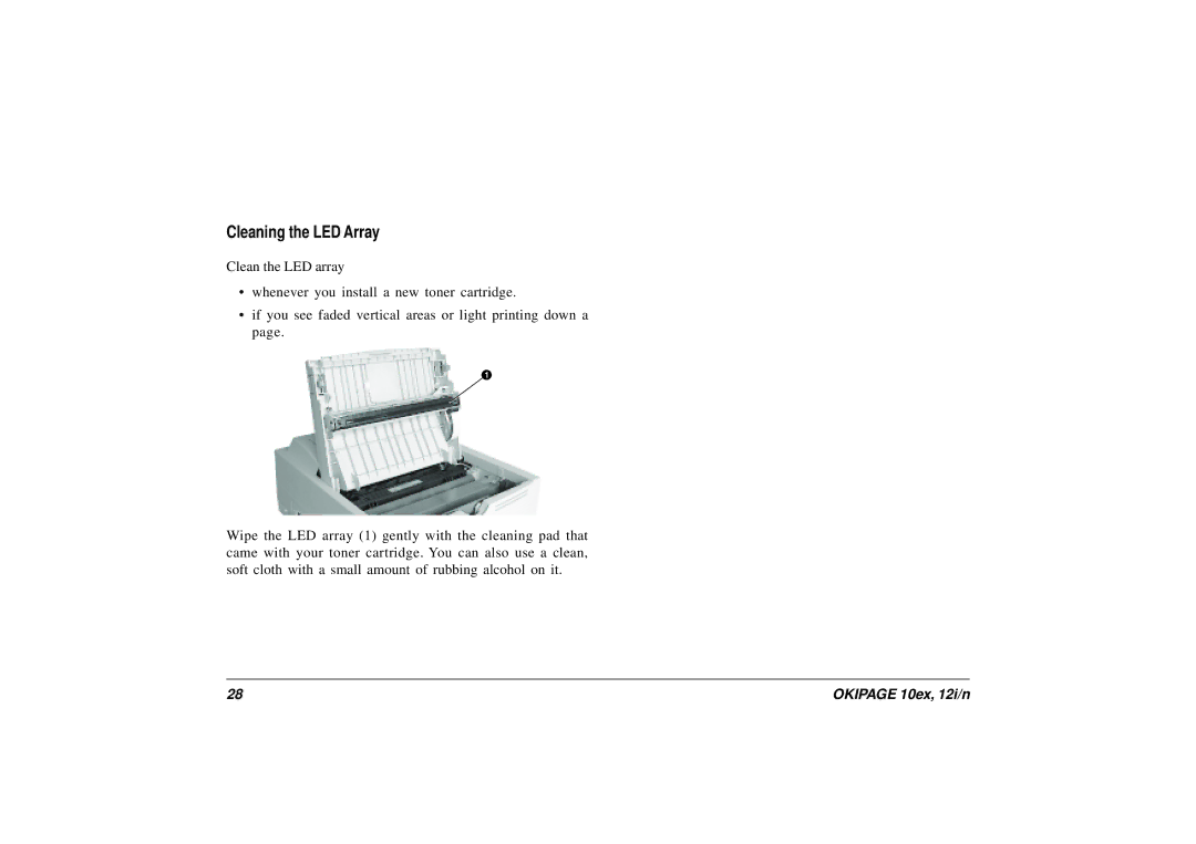 Oki 10ex, 12i/n manual Cleaning the LED Array 
