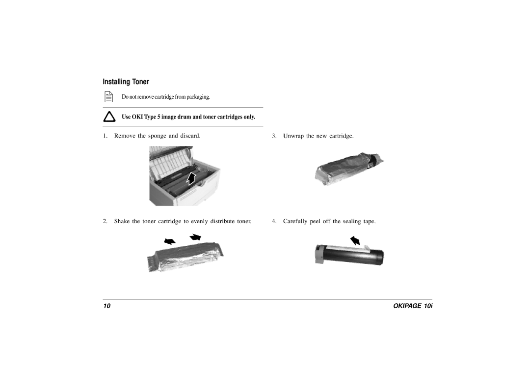 Oki 10i manual Installing Toner 