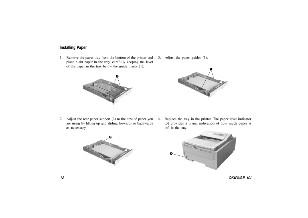 Oki 10i manual Installing Paper 