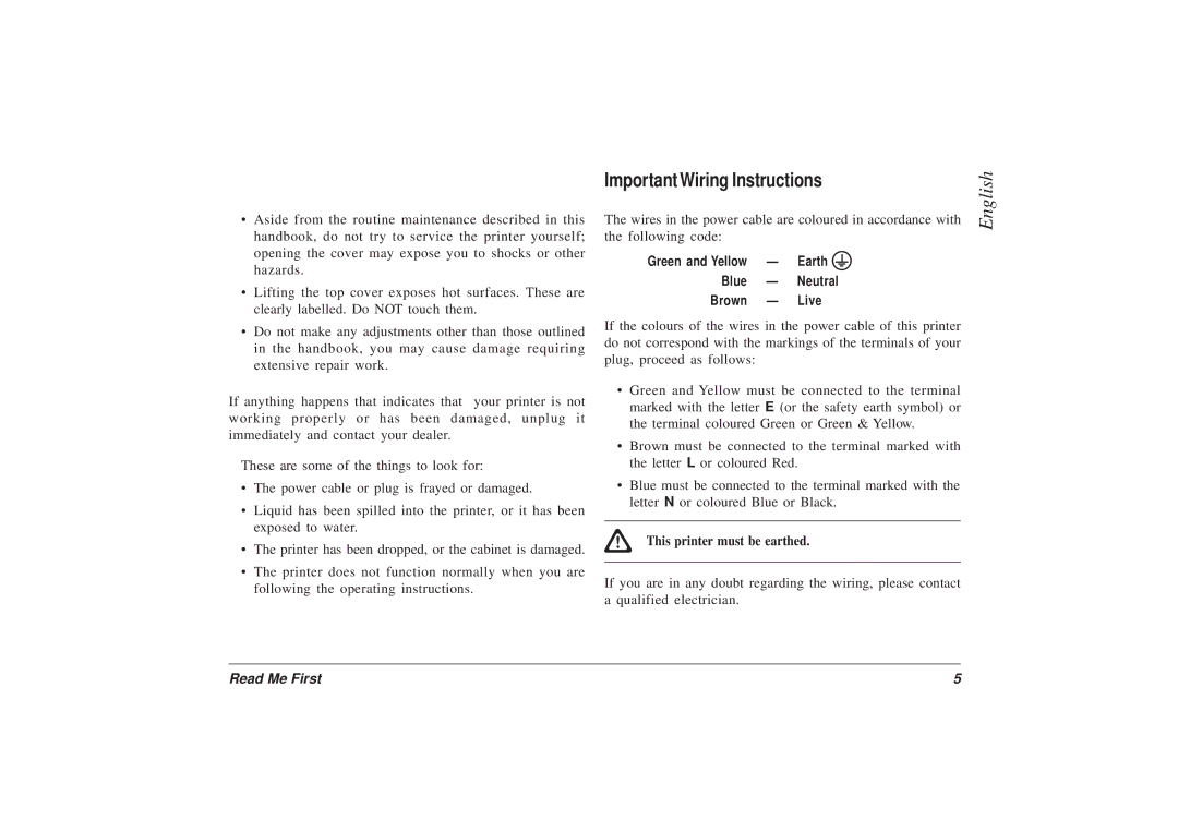 Oki 10i manual Important Wiring Instructions 