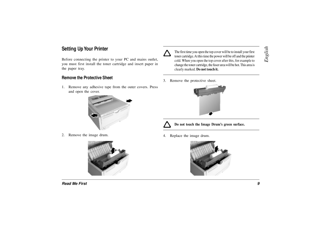 Oki 10i manual Setting Up Your Printer, Remove the Protective Sheet 