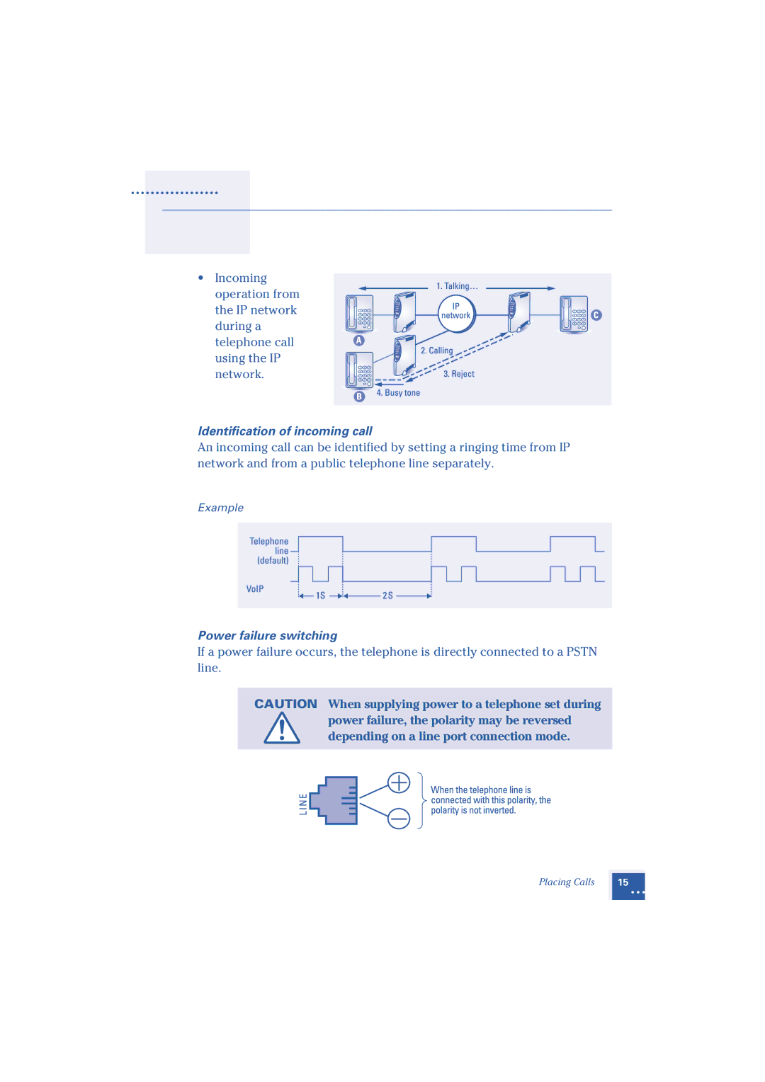 Oki 1.2 manual Identification of incoming call, Power failure switching 