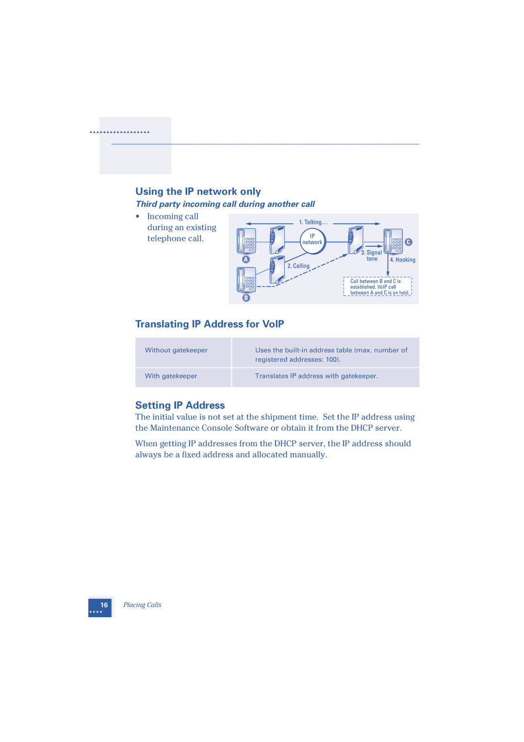 Oki 1.2 manual Using the IP network only, Translating IP Address for VoIP, Setting IP Address 