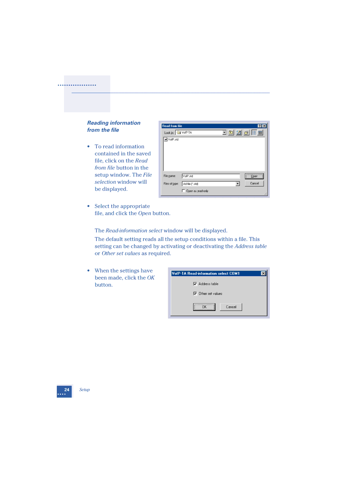 Oki 1.2 manual Reading information From the file 