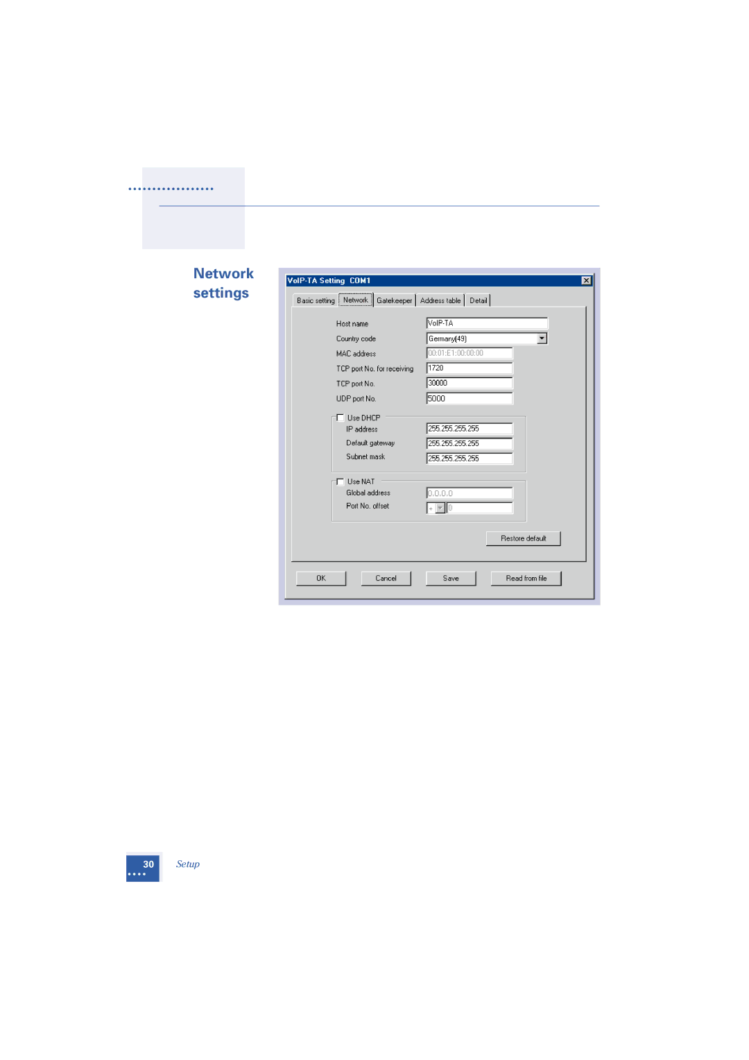 Oki 1.2 manual Network settings 