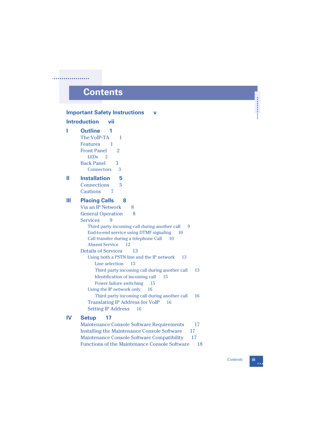 Oki 1.2 manual Contents 