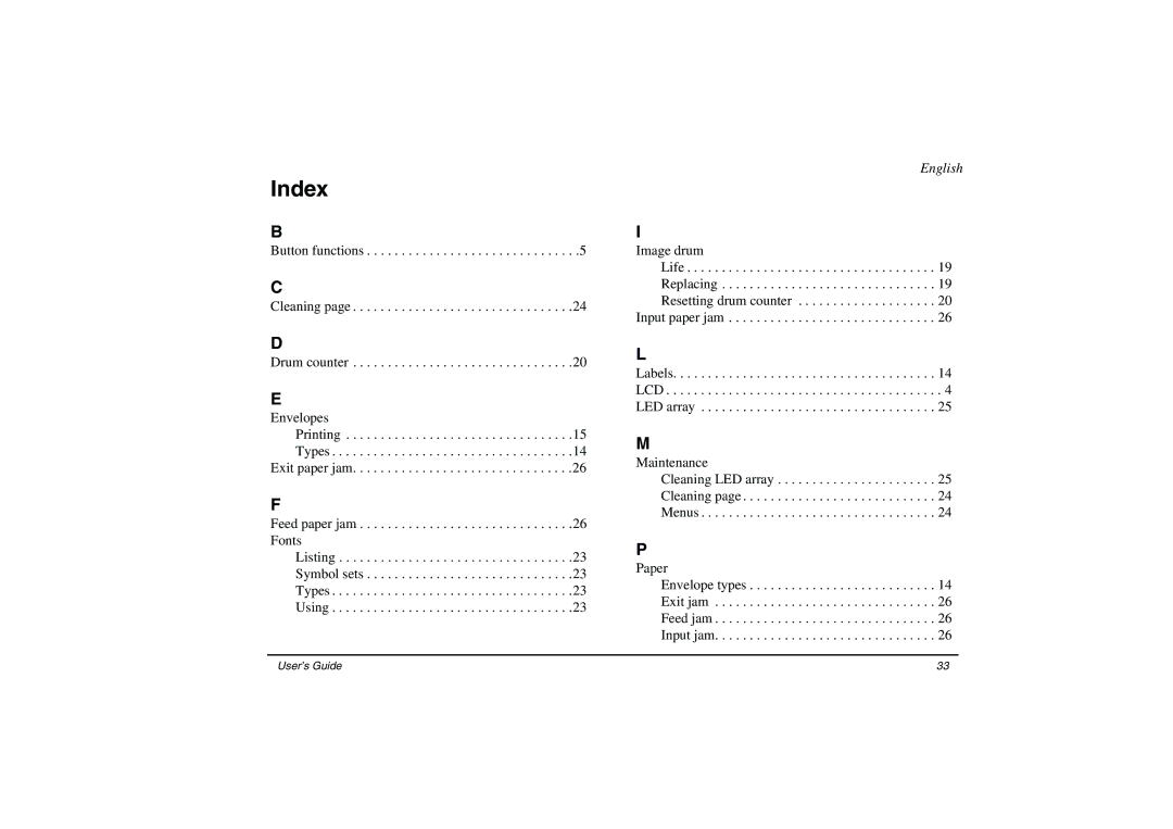 Oki 14ex, 14i/n manual Index 