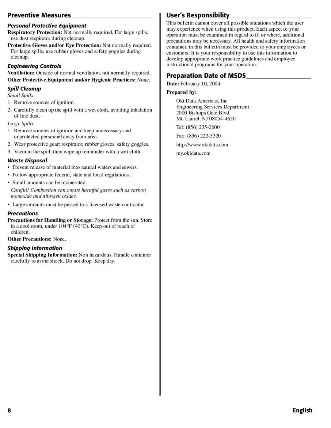 Oki 1624N warranty Preventive Measures 