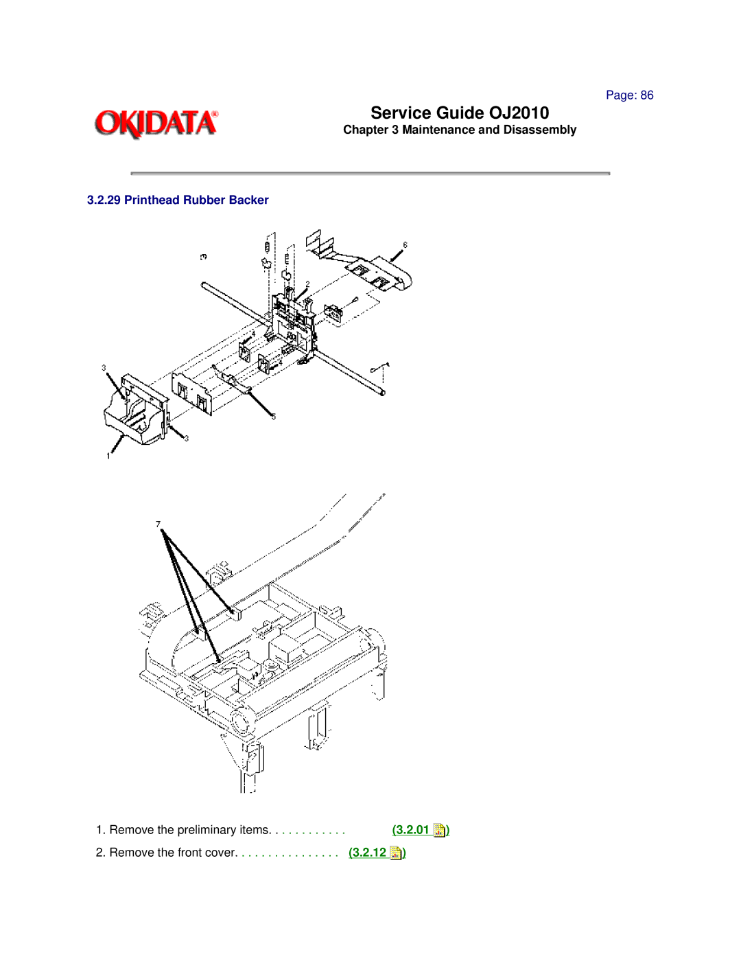 Oki 2010 manual Printhead Rubber Backer 