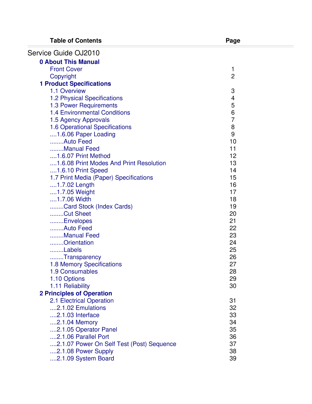 Oki manual Service Guide OJ2010 