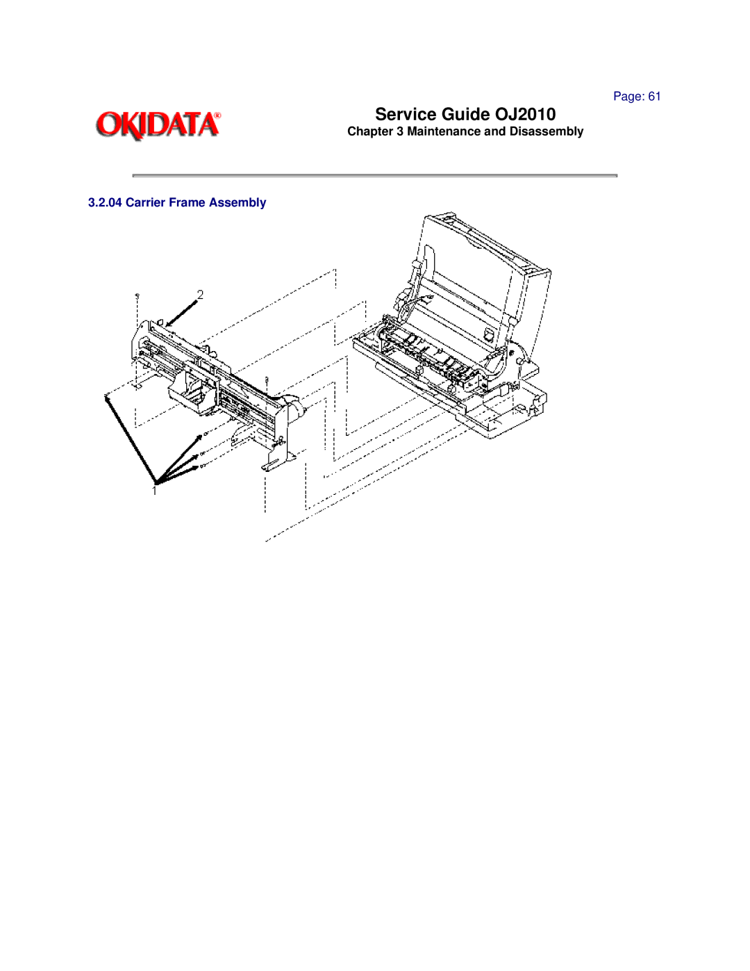 Oki 2010 manual Carrier Frame Assembly 