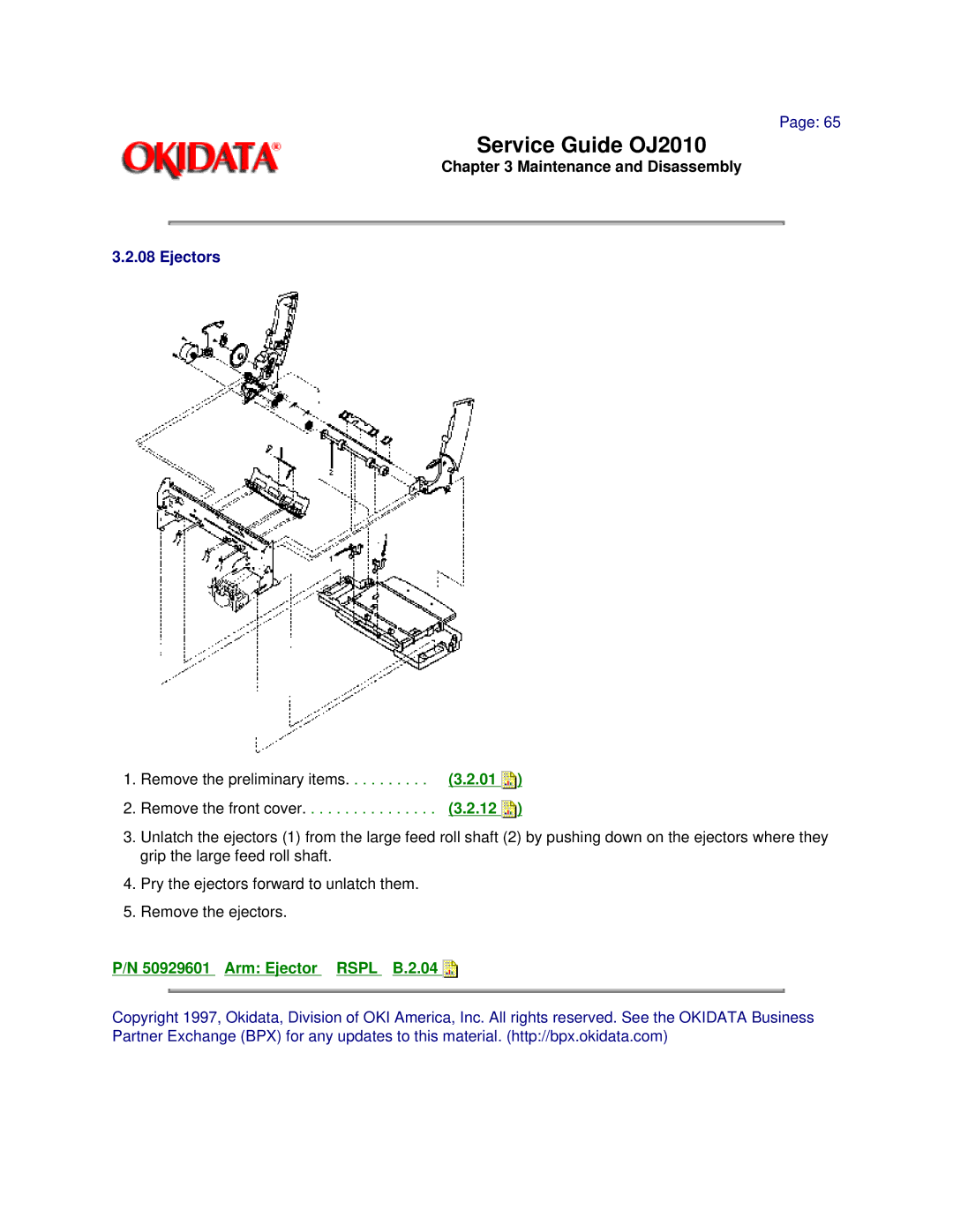 Oki 2010 manual Ejectors, Arm Ejector Rspl B.2.04 