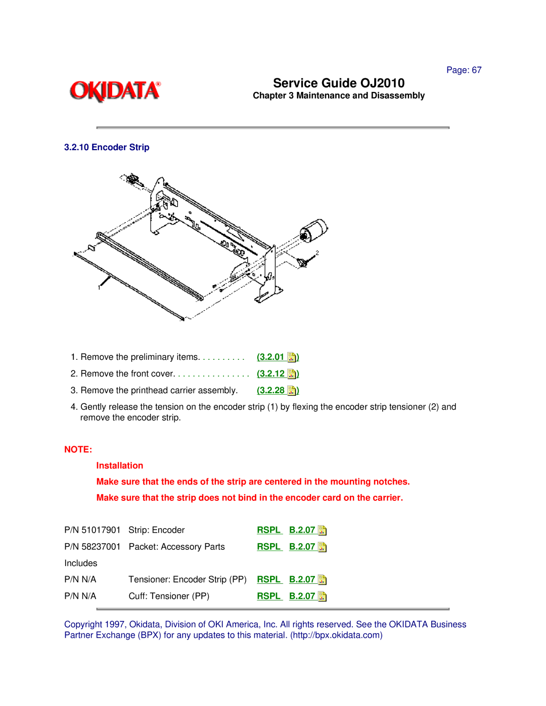 Oki 2010 manual Encoder Strip 