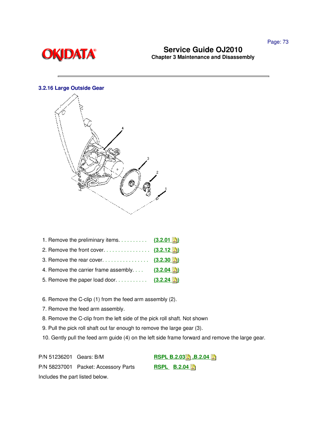 Oki 2010 manual Large Outside Gear, Rspl B.2.03 ,B.2.04, Rspl B.2.04 