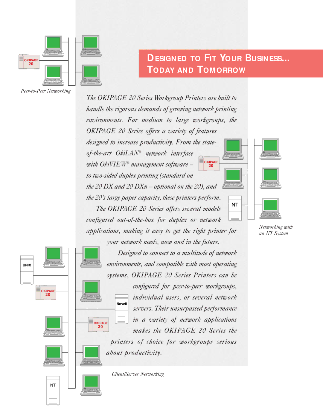 Oki 20DXn manual Designed to FIT Your Business Today and Tomorrow 