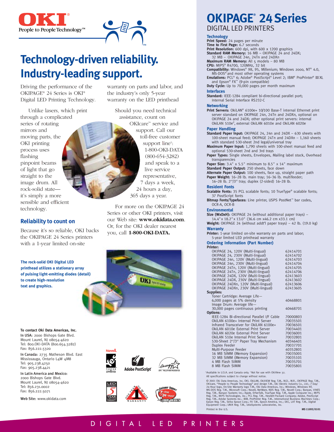 Oki manual OKIPAGE¨ 24 Series, Reliability to count on 