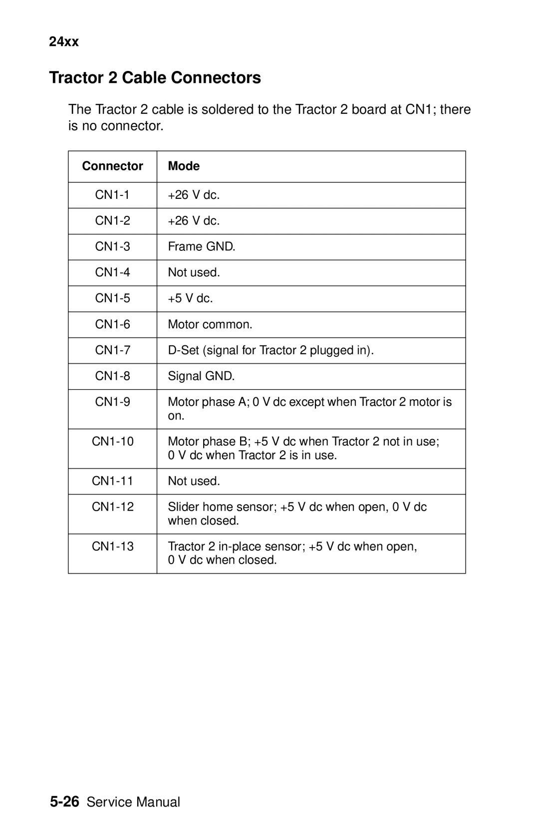 Oki 2400 manual Tractor 2 Cable Connectors, Connector Mode 