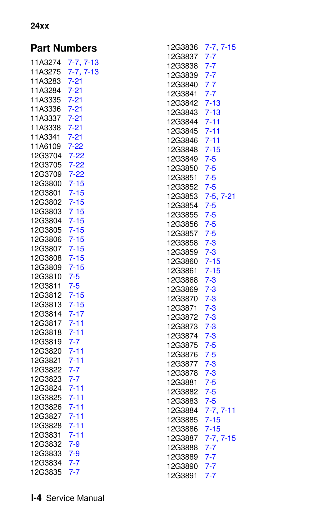 Oki 2400 manual Part Numbers 