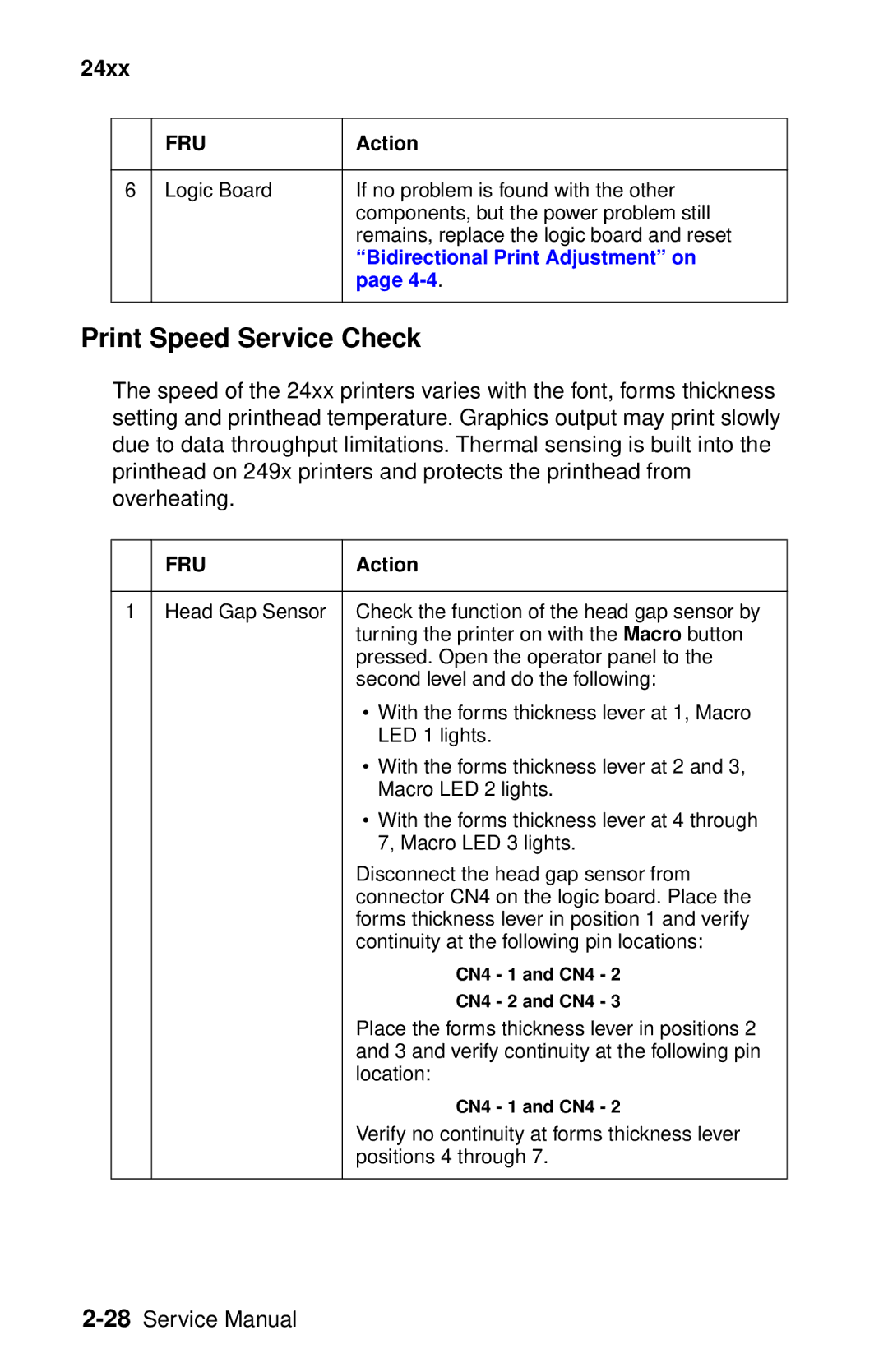 Oki 2400 manual Print Speed Service Check 