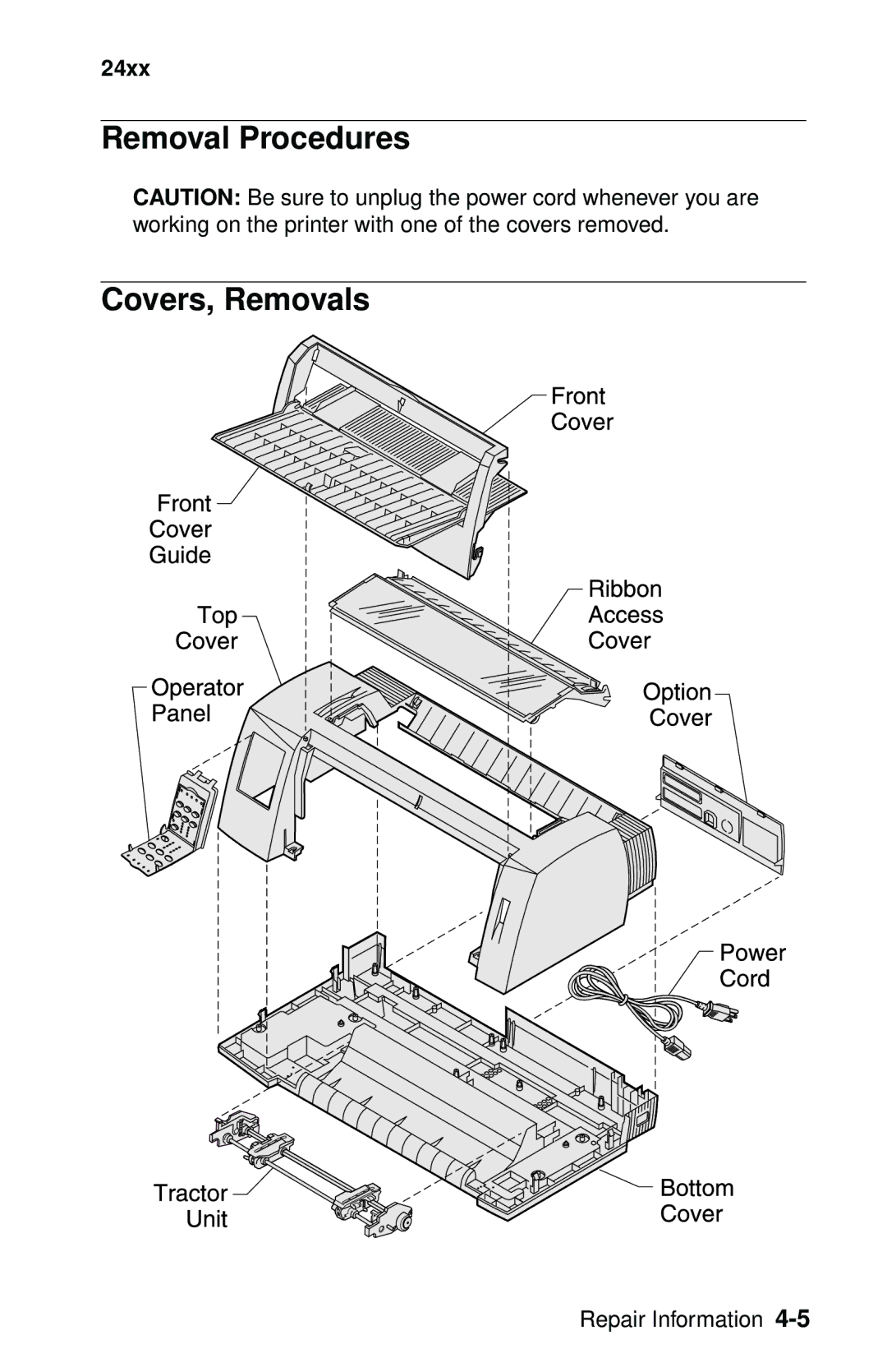 Oki 2400 manual Removal Procedures Covers, Removals 