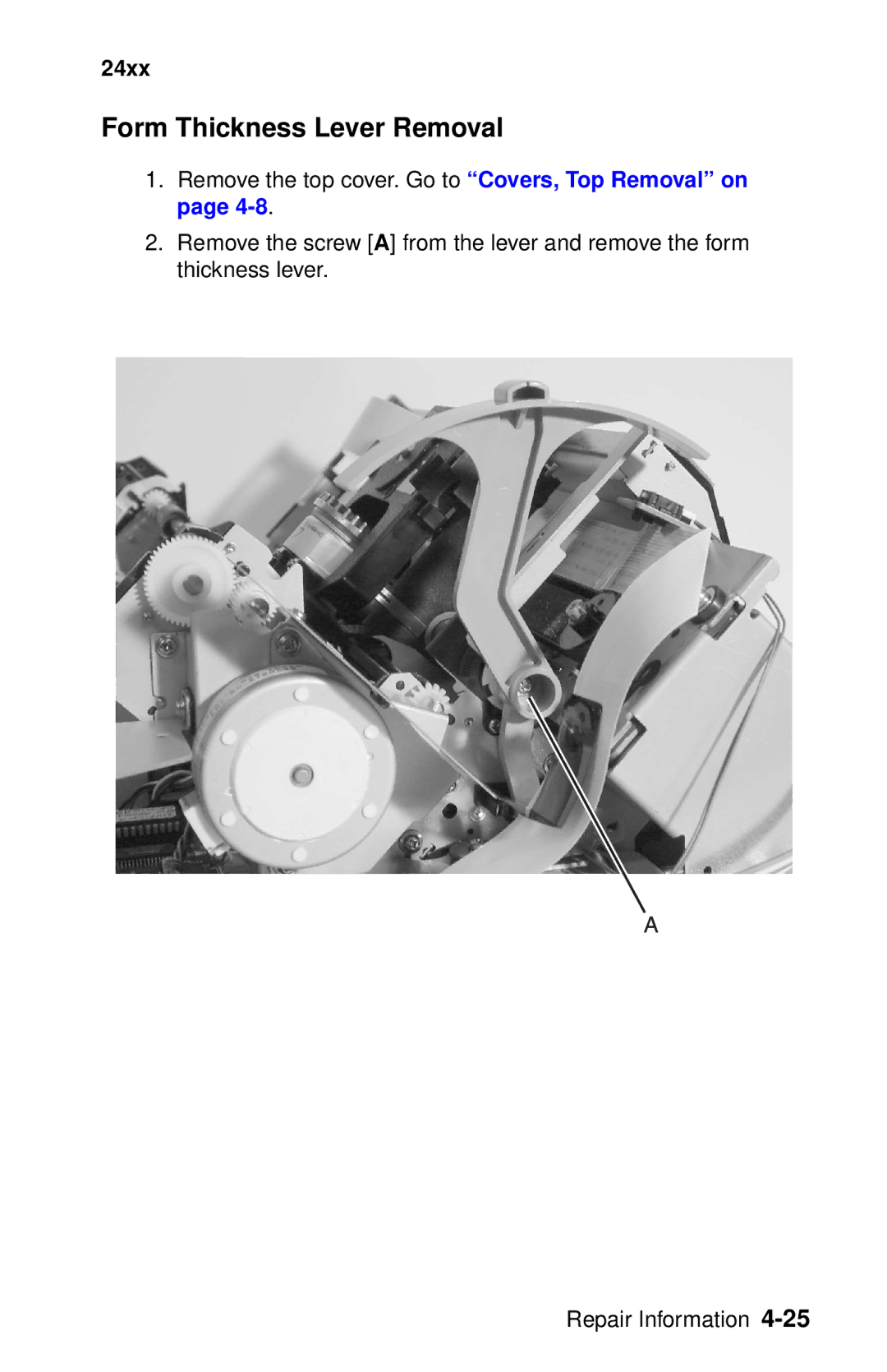 Oki 2400 manual Form Thickness Lever Removal 