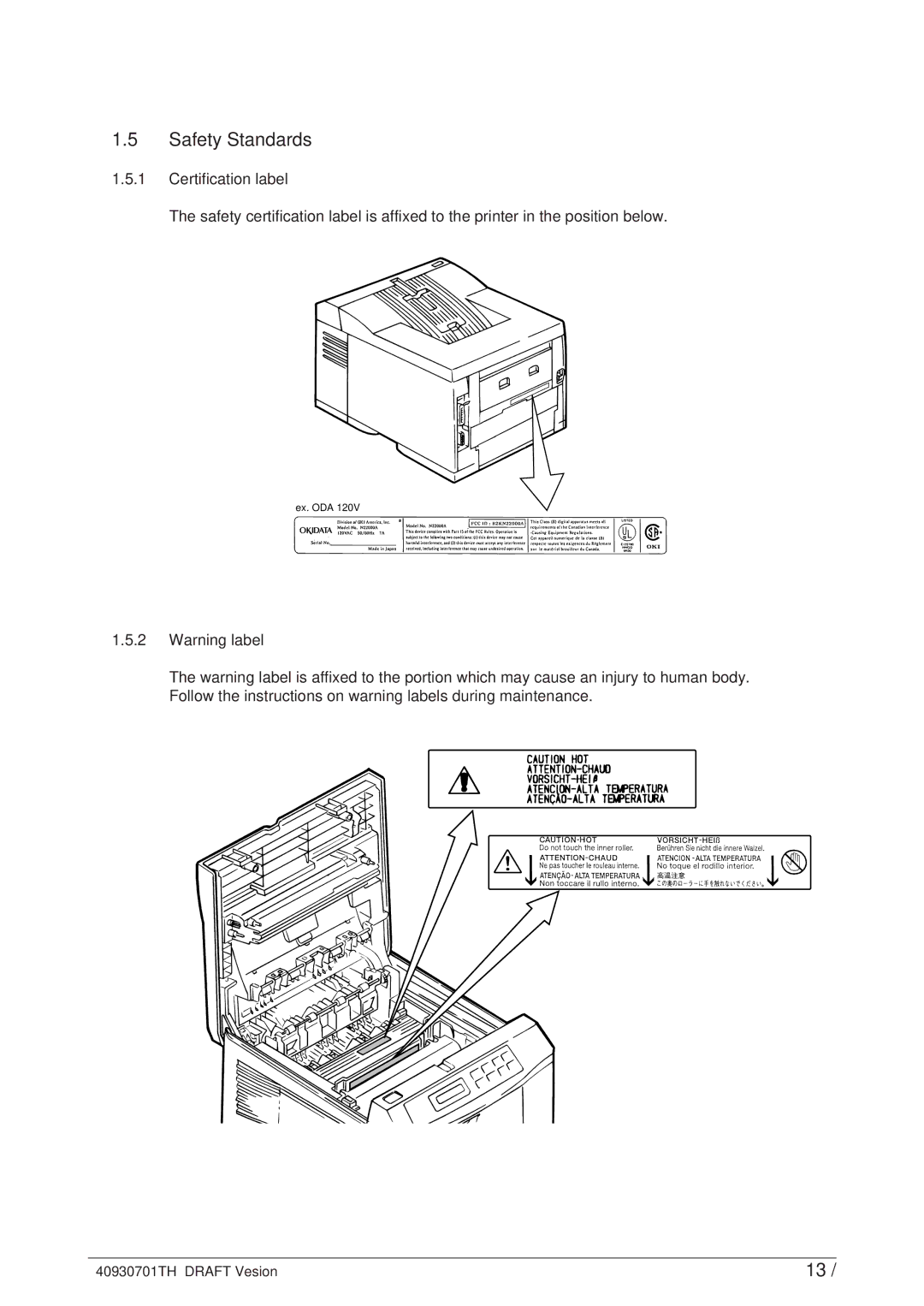 Oki 24DX manual Safety Standards 