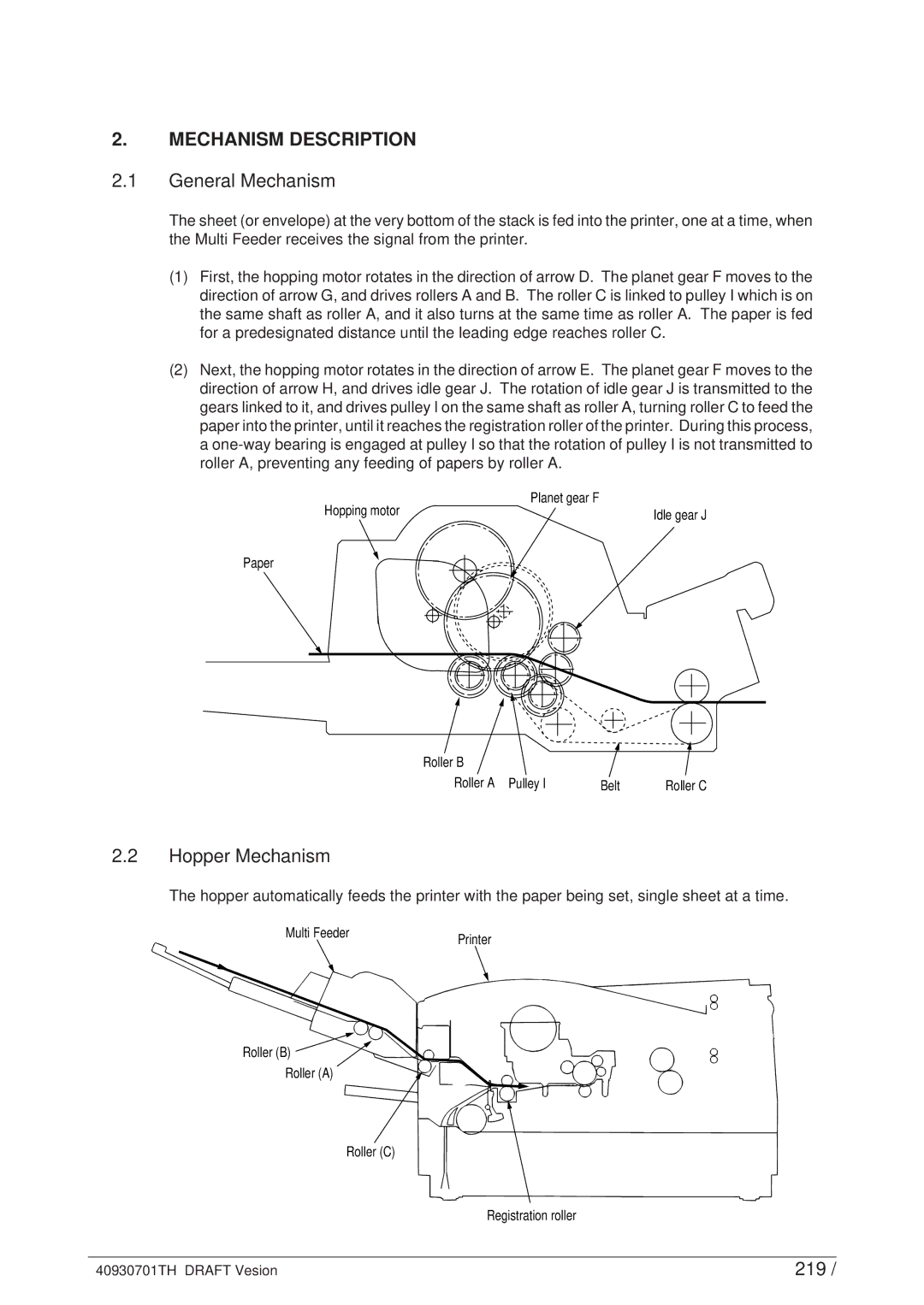 Oki 24DX manual General Mechanism, 219 