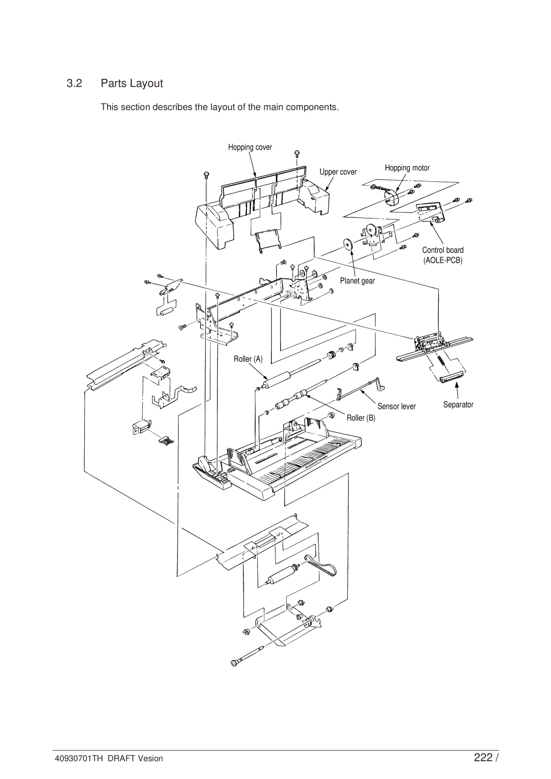 Oki 24DX manual Parts Layout, 222 