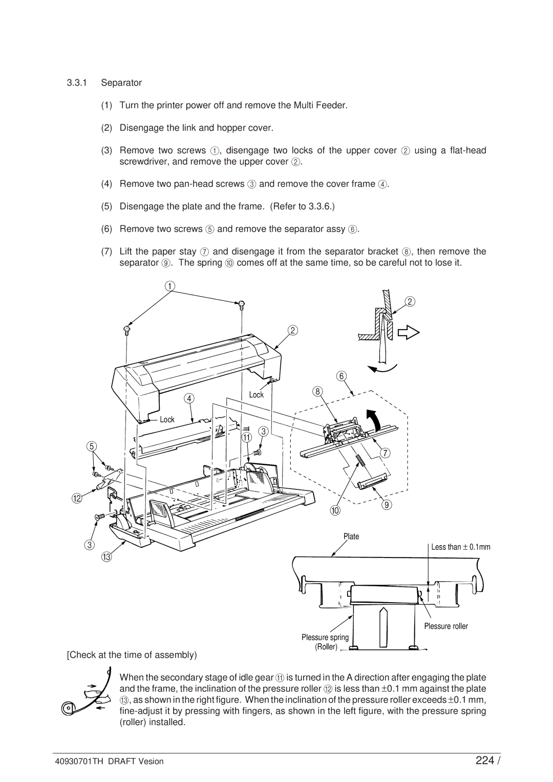 Oki 24DX manual 224, Check at the time of assembly 