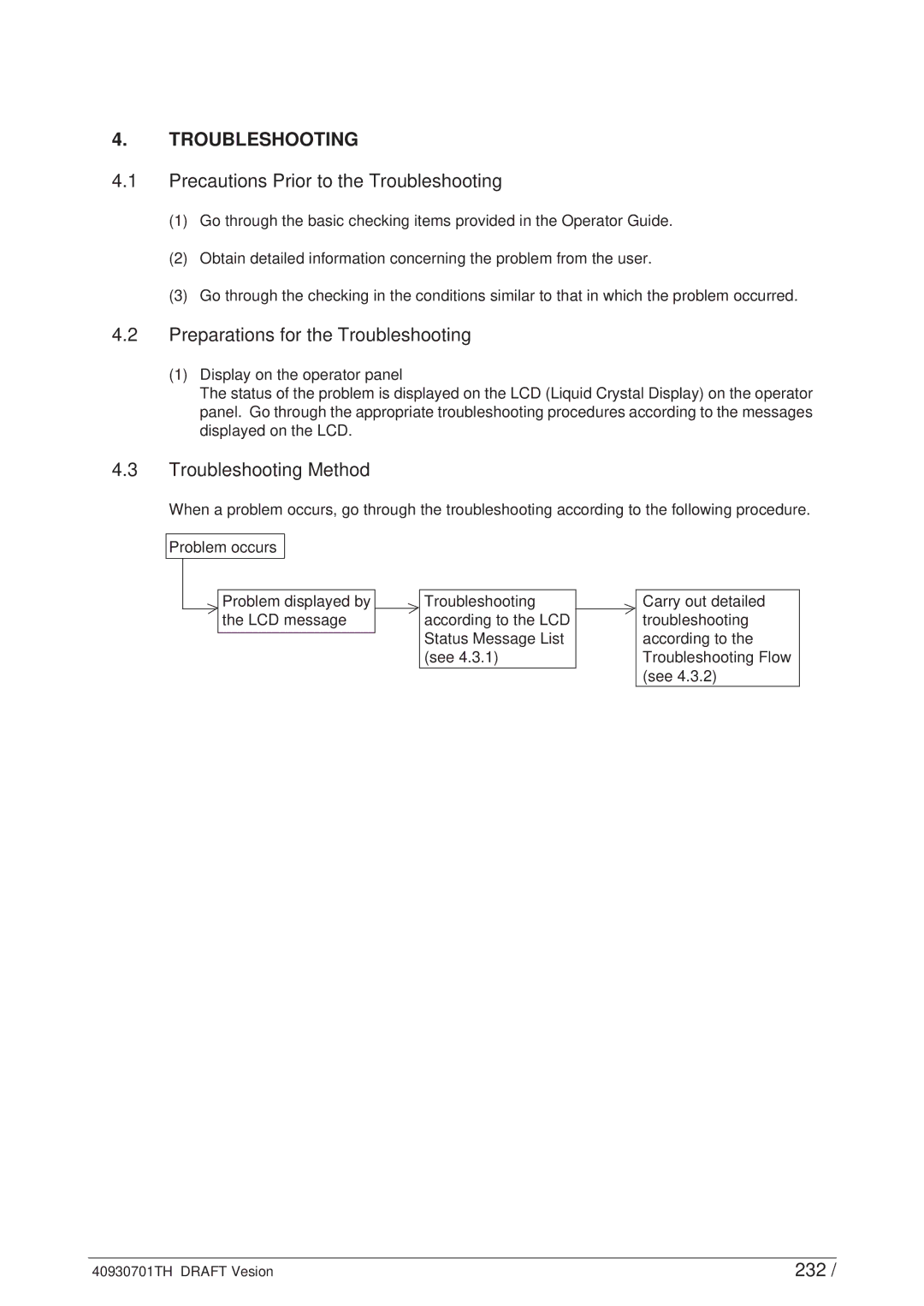 Oki 24DX manual Precautions Prior to the Troubleshooting, 232 