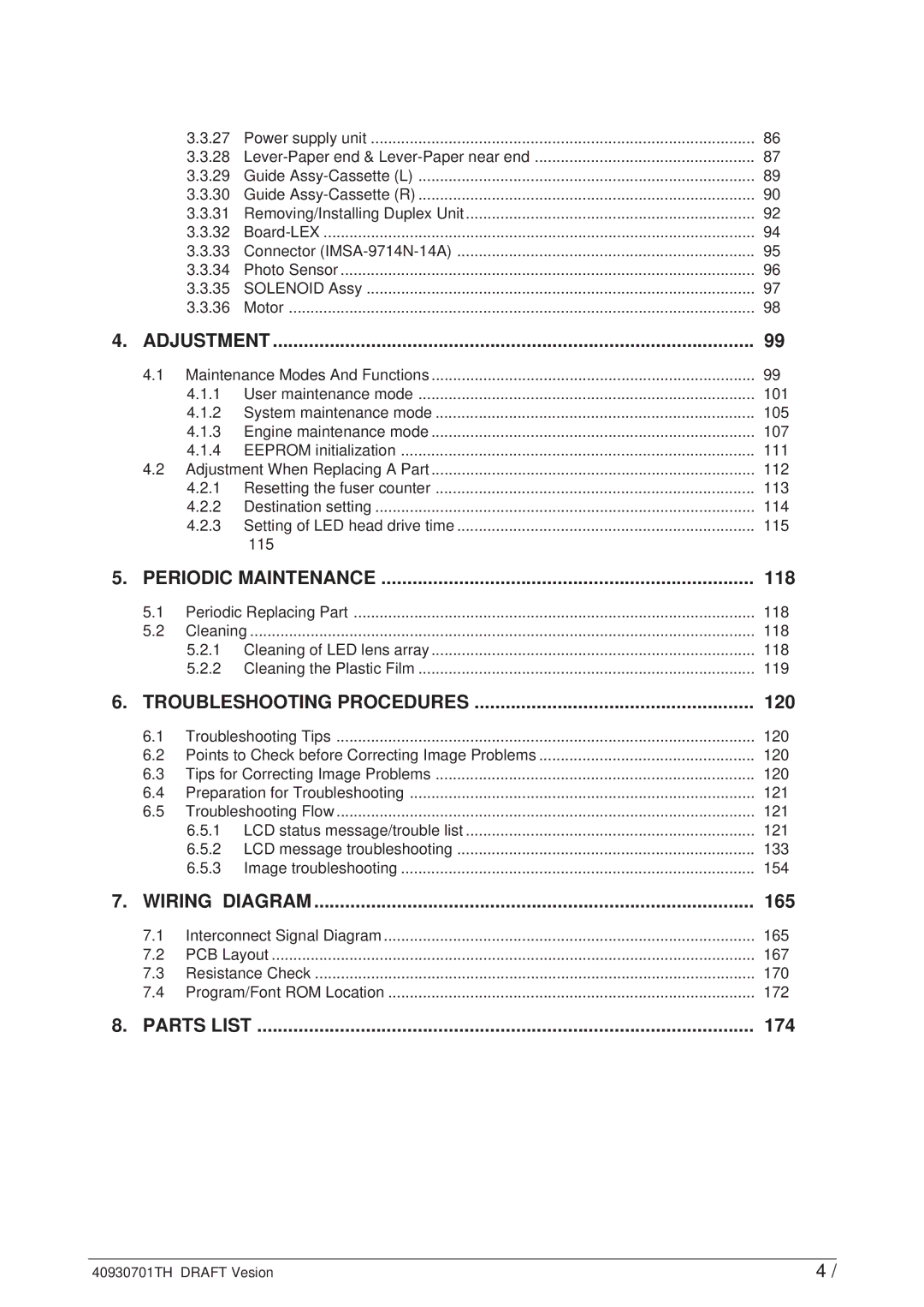 Oki 24DX Lever-Paper end & Lever-Paper near end, Connector IMSA-9714N-14A, 101, 105, 107, 111, 112, 113, 114, 115, 118 