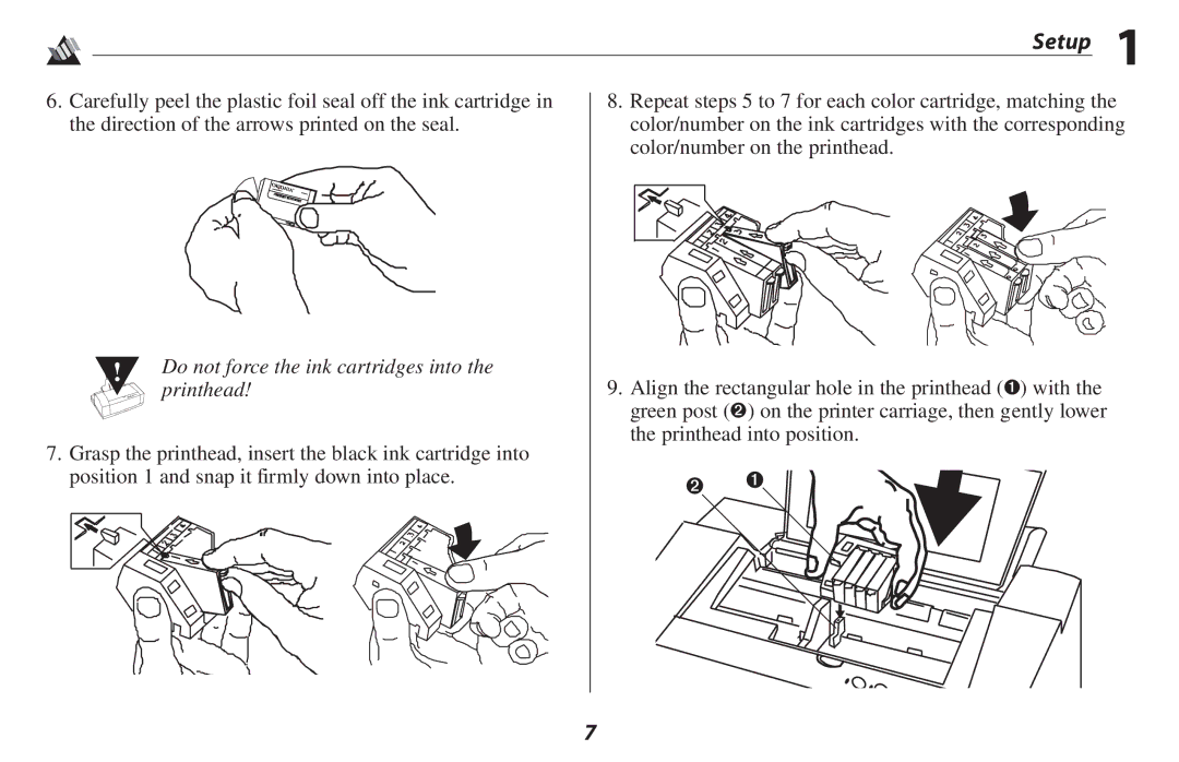 Oki 2500 manual Do not force the ink cartridges into the printhead 