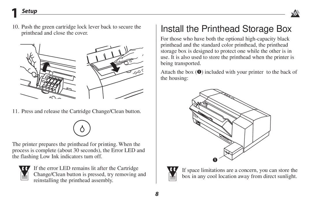 Oki 2500 manual Install the Printhead Storage Box 