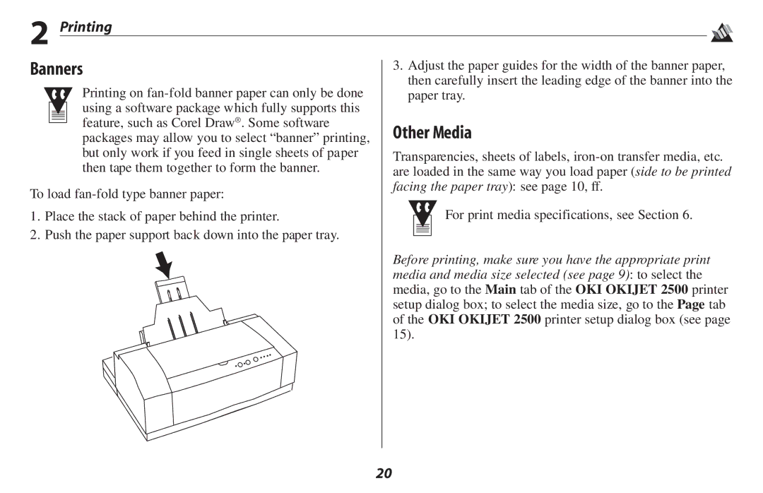 Oki 2500 manual Banners, Other Media 