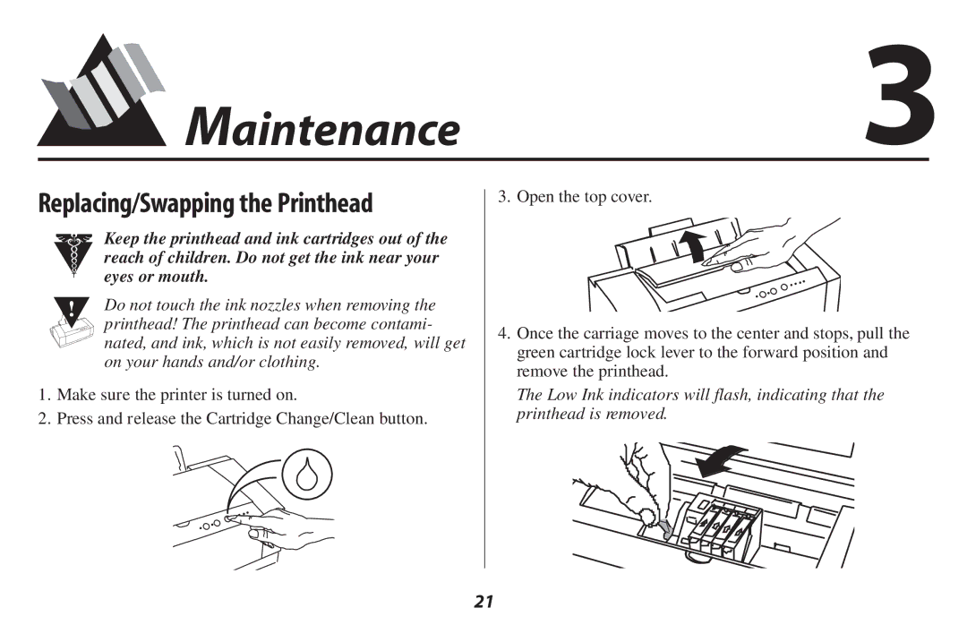 Oki 2500 manual Maintenance3, Replacing/Swapping the Printhead 