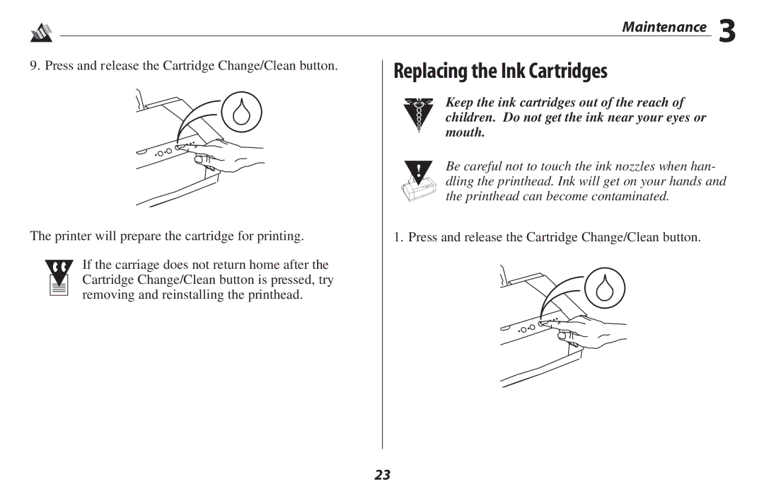 Oki 2500 manual Replacing the Ink Cartridges, Printhead can become contaminated 