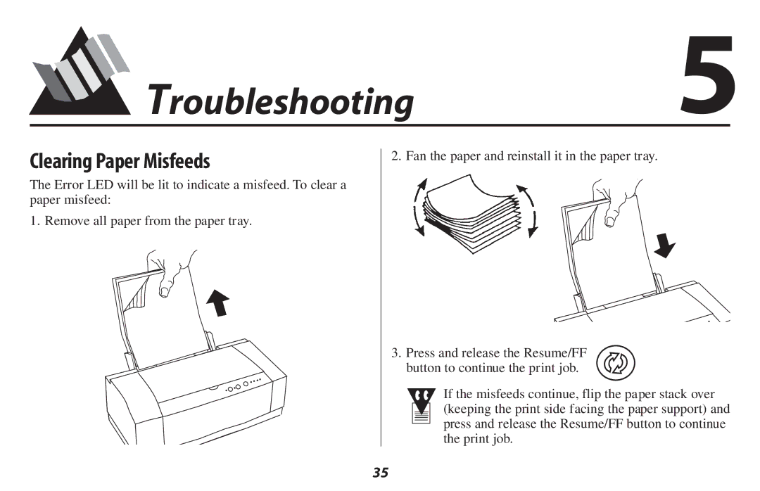 Oki 2500 manual Troubleshooting5, Clearing Paper Misfeeds 