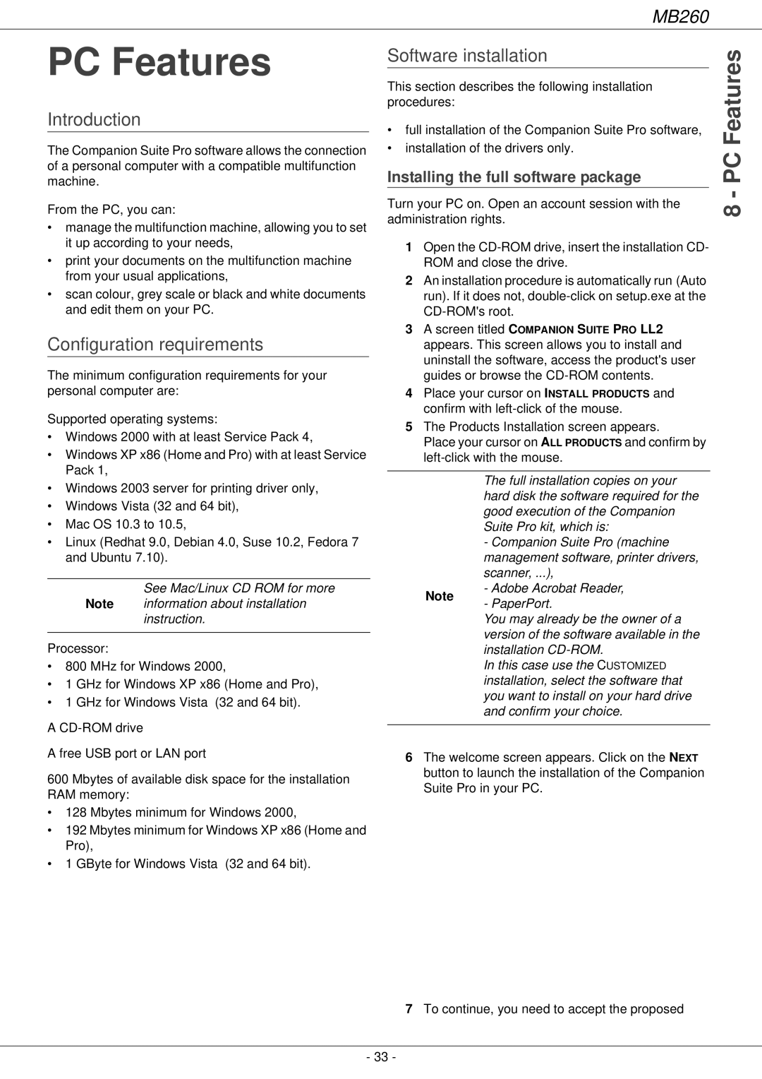 Oki 260 manual Introduction, Configuration requirements, Installing the full software package 