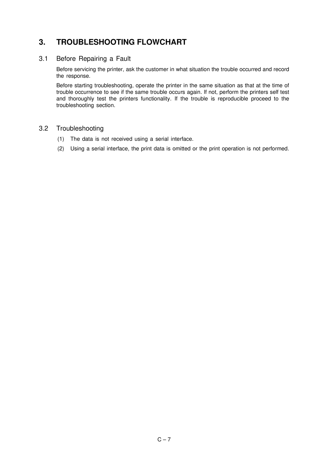 Oki 3321, 3320 specifications Troubleshooting Flowchart, Before Repairing a Fault 