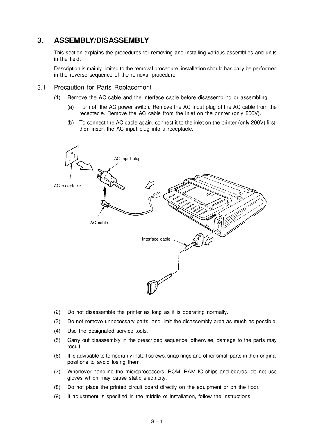 Oki 3320, 3321 specifications Assembly/Disassembly, Precaution for Parts Replacement 