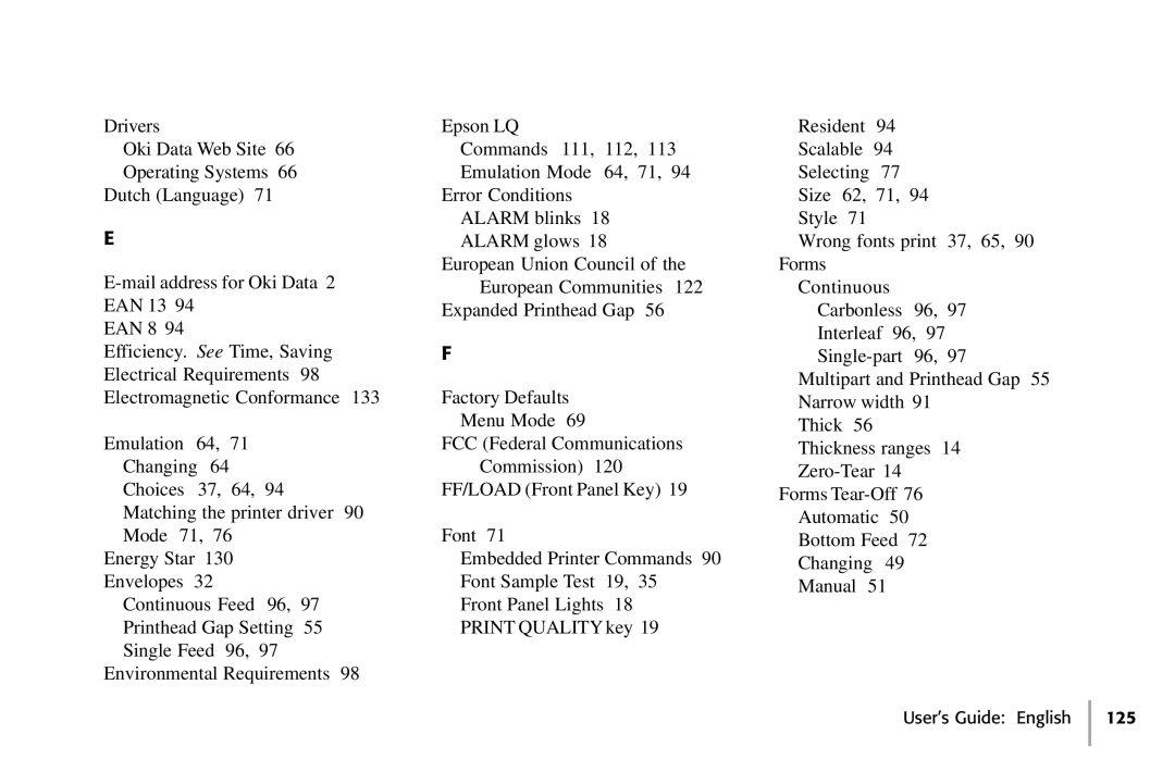 Oki 391, 390 manual User’s Guide English 