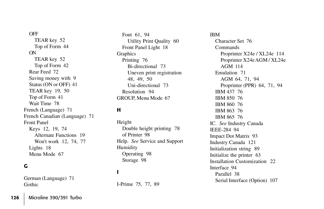 Oki 390, 391 manual Ibm 