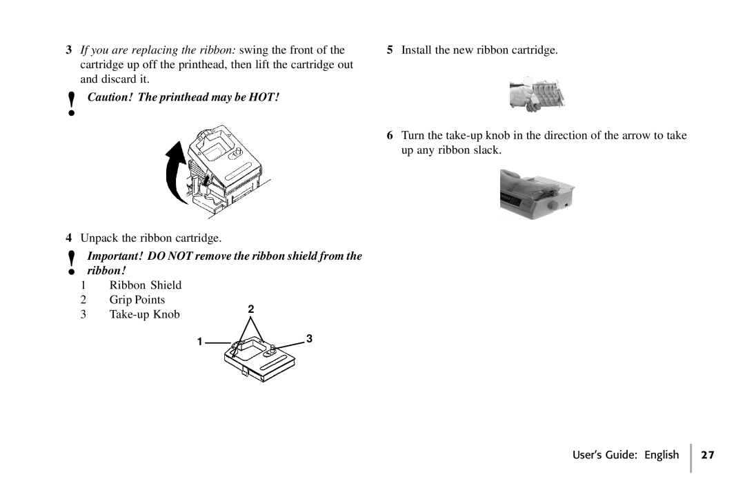 Oki 391, 390 manual Important! do not remove the ribbon shield from the ribbon 