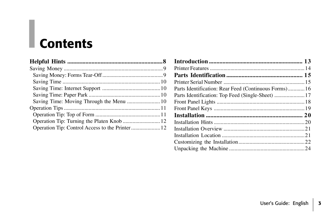 Oki 391, 390 manual Contents 