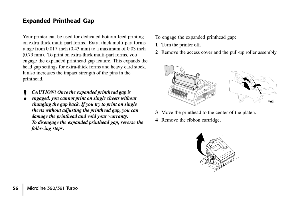 Oki 390, 391 manual Expanded Printhead Gap 