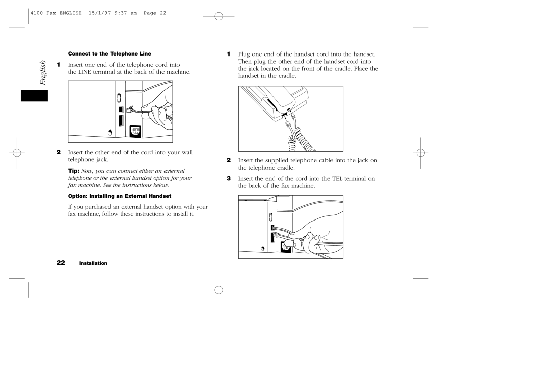 Oki 4100 manual Connect to the Telephone Line 