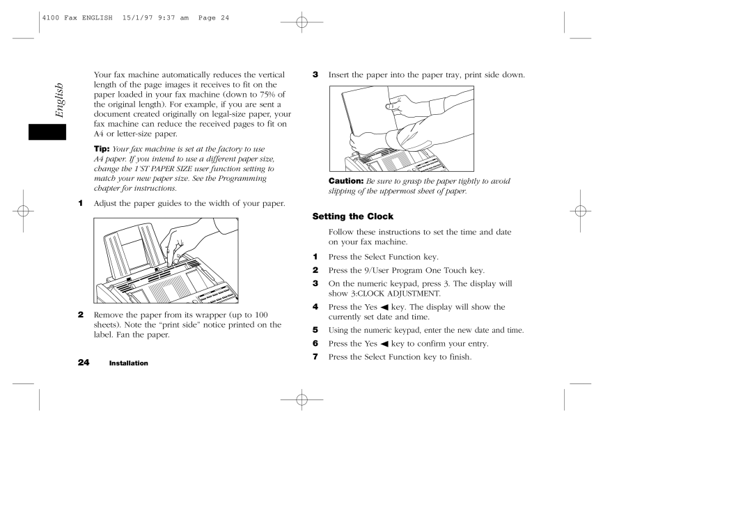 Oki 4100 manual English, Setting the Clock 