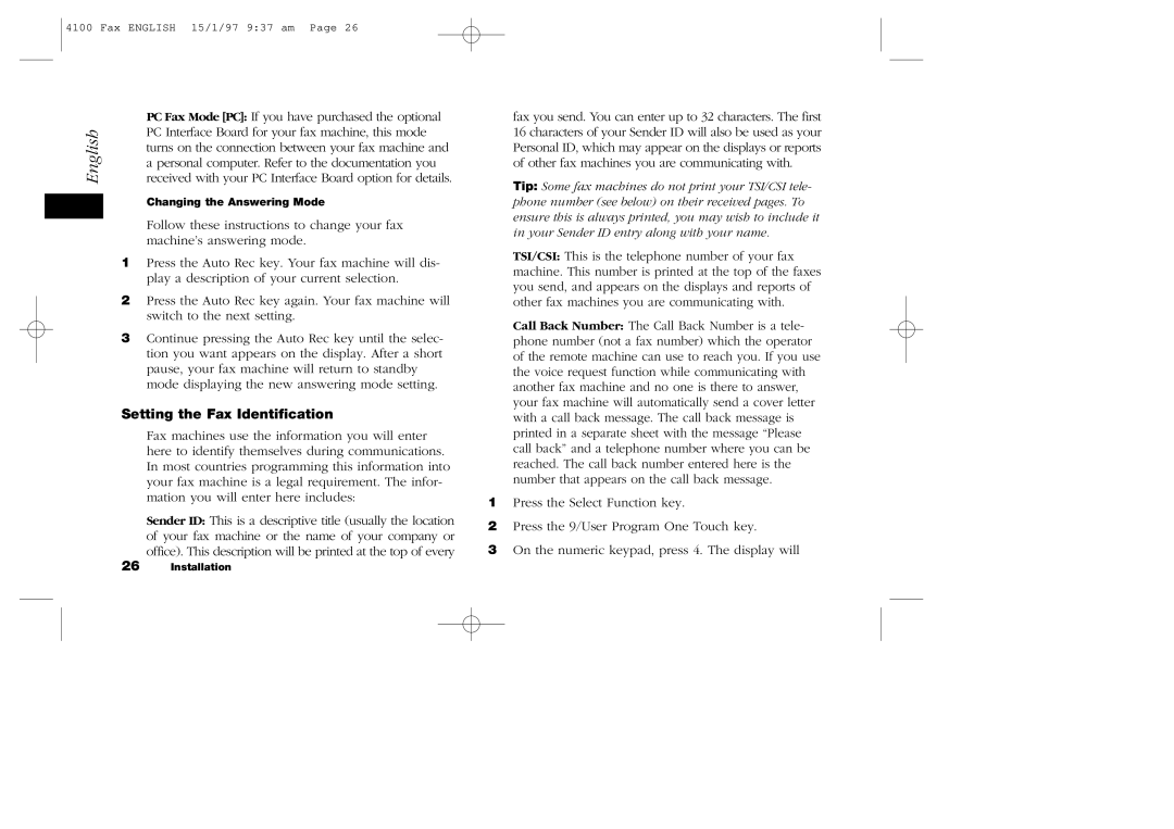 Oki 4100 manual Setting the Fax Identification 