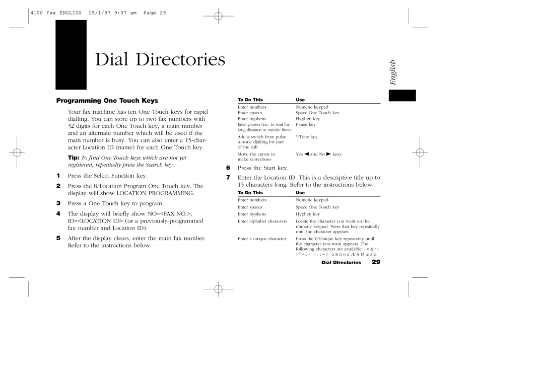 Oki 4100 manual Dial Directories, Programming One Touch Keys 